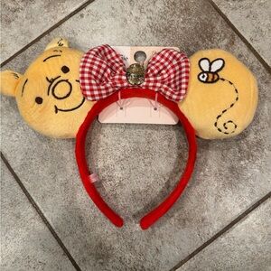 Disney x primark Winnie the Pooh Red Gingham Bow Plush Ear Headband